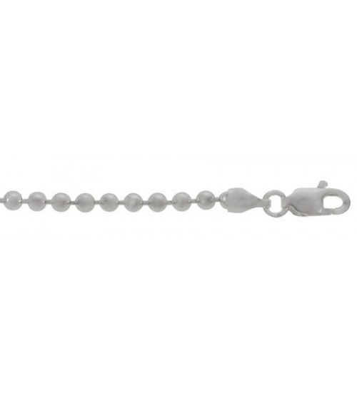 2mm Beaded Chain, 16" - 36" Length, Sterling Silver